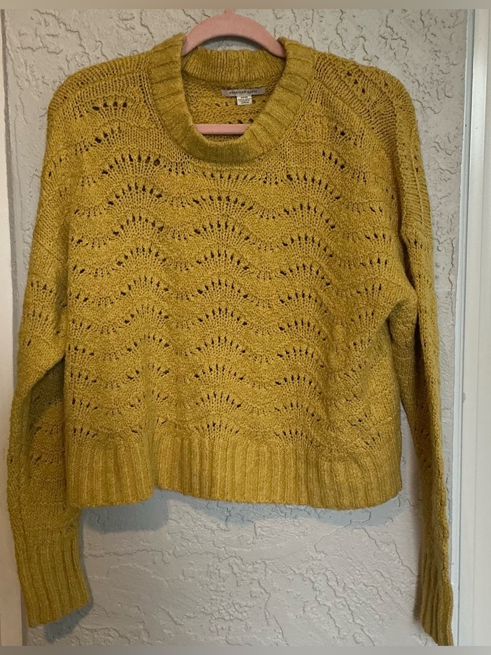 American Eagle Outfitters Knit Pullover Crewneck Sweater in Mustard